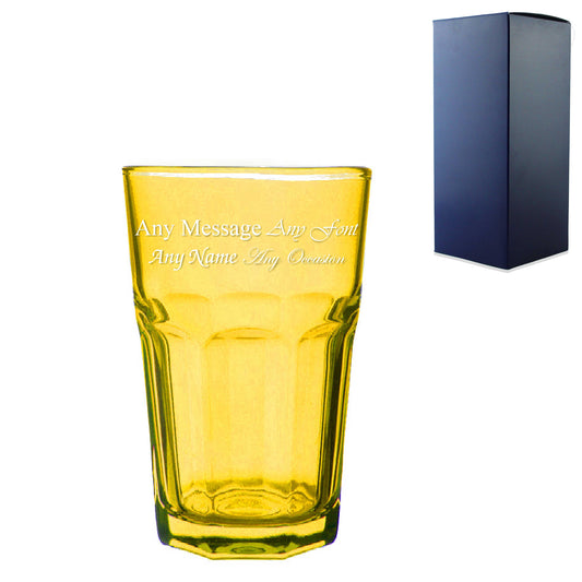 Engraved 365ml Yellow Coloured Highball Glass with Gift Box Image 1