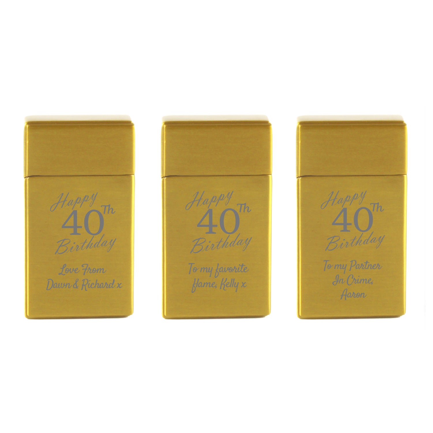 Engraved Jet Gas Lighter Gold Happy 40th Birthday Gift Boxed Image 4