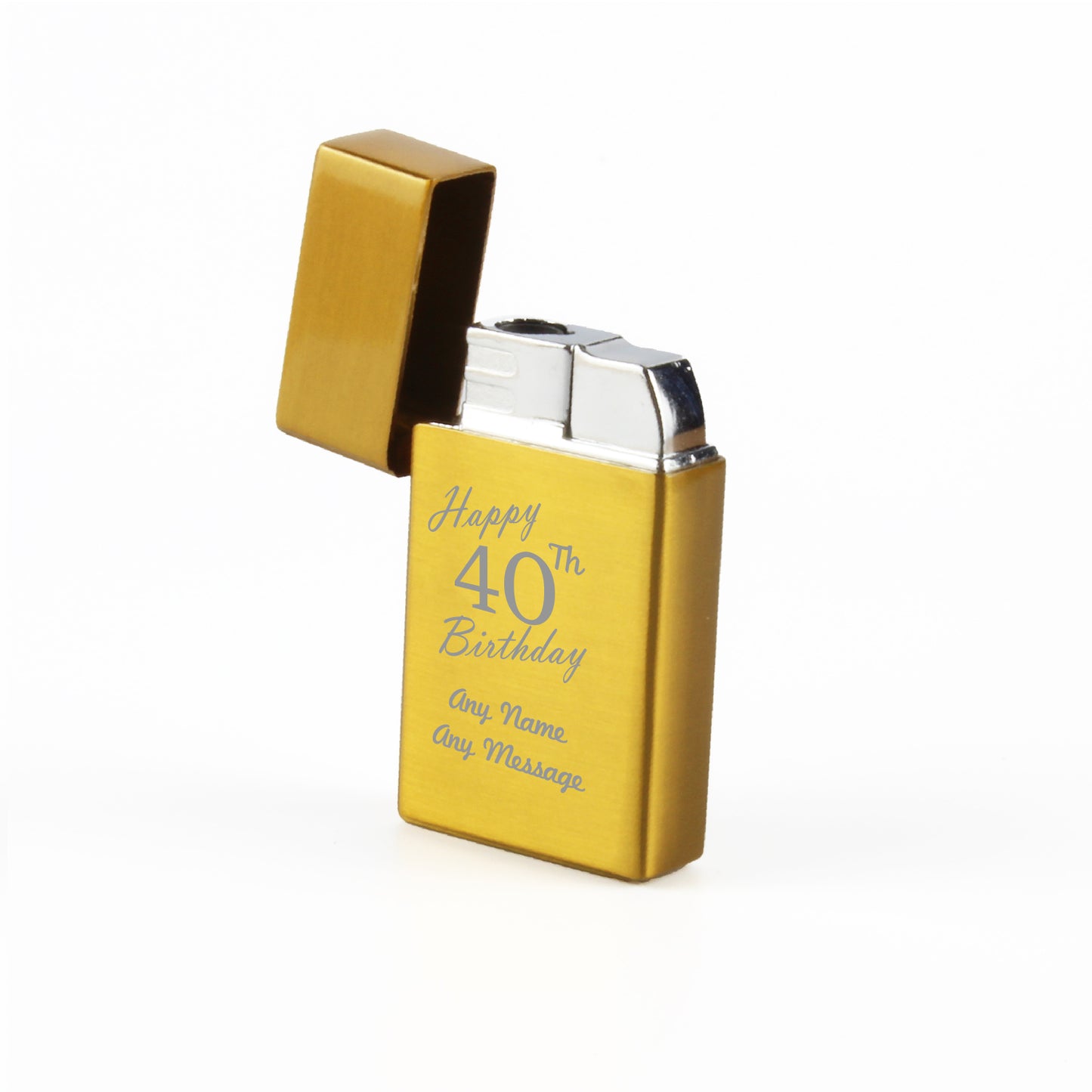 Engraved Jet Gas Lighter Gold Happy 40th Birthday Gift Boxed Image 3