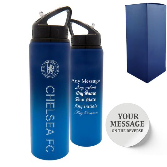 Official Printed Metal Chelsea Bottle, Personalise Any Message, Gift Boxed Image 1