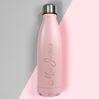 Personalised Pink Stainless Steel Insulated Drinks Bottle