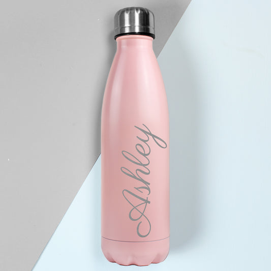 Personalised Pink Stainless Steel Insulated Drinks Bottle