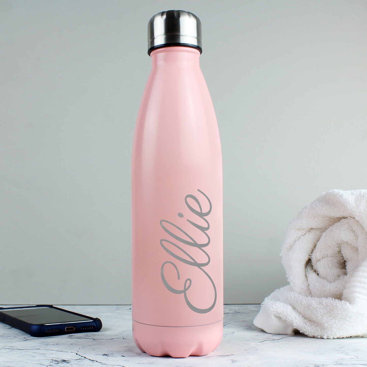 Personalised Pink Stainless Steel Insulated Drinks Bottle