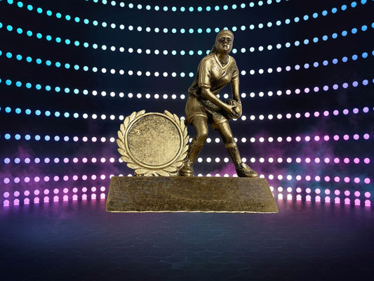 Rugby Female Player With Ball Resin Award