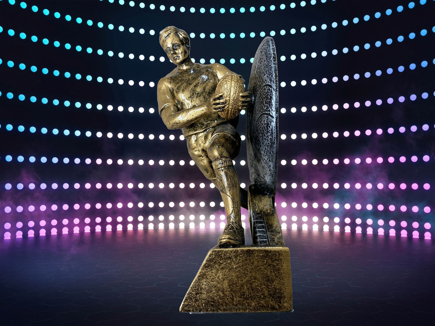 Rugby 3D male player with ball resin award