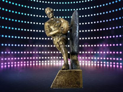 Rugby 3D male player with ball resin award