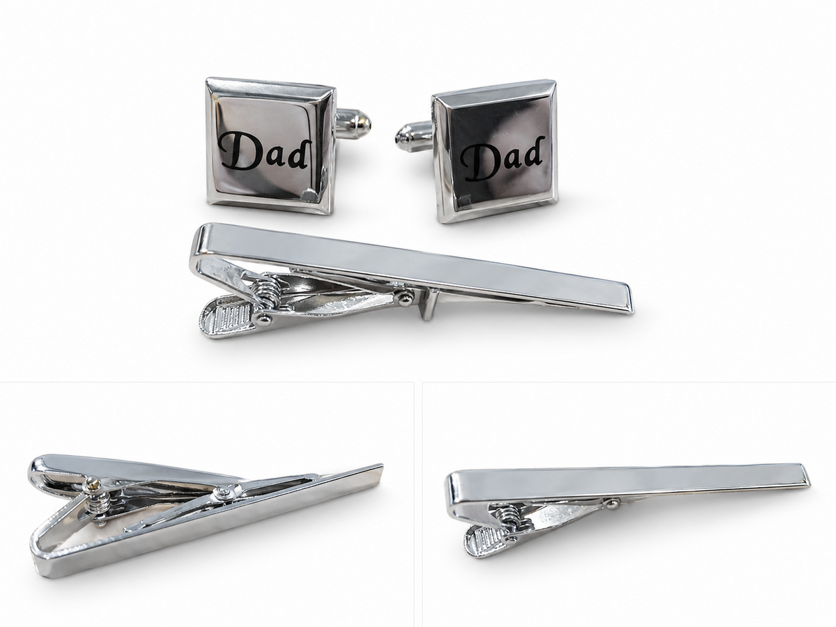 Dad Cufflinks & Tie Clip Gift Set