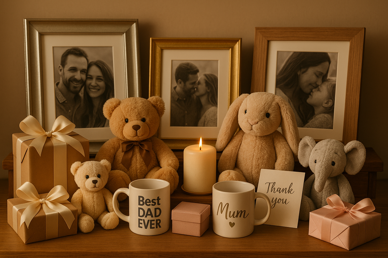 An image showing a selection of different personal gifts, from Photo frames to Cuddly toys