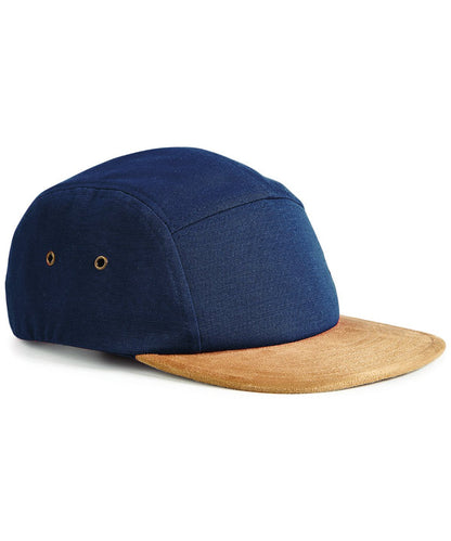Suede peak 5-panel baseball cap
